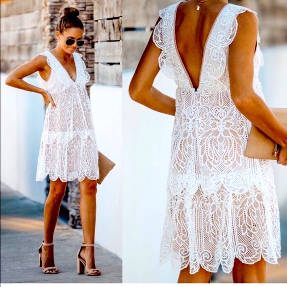 Vici White Lace Dress